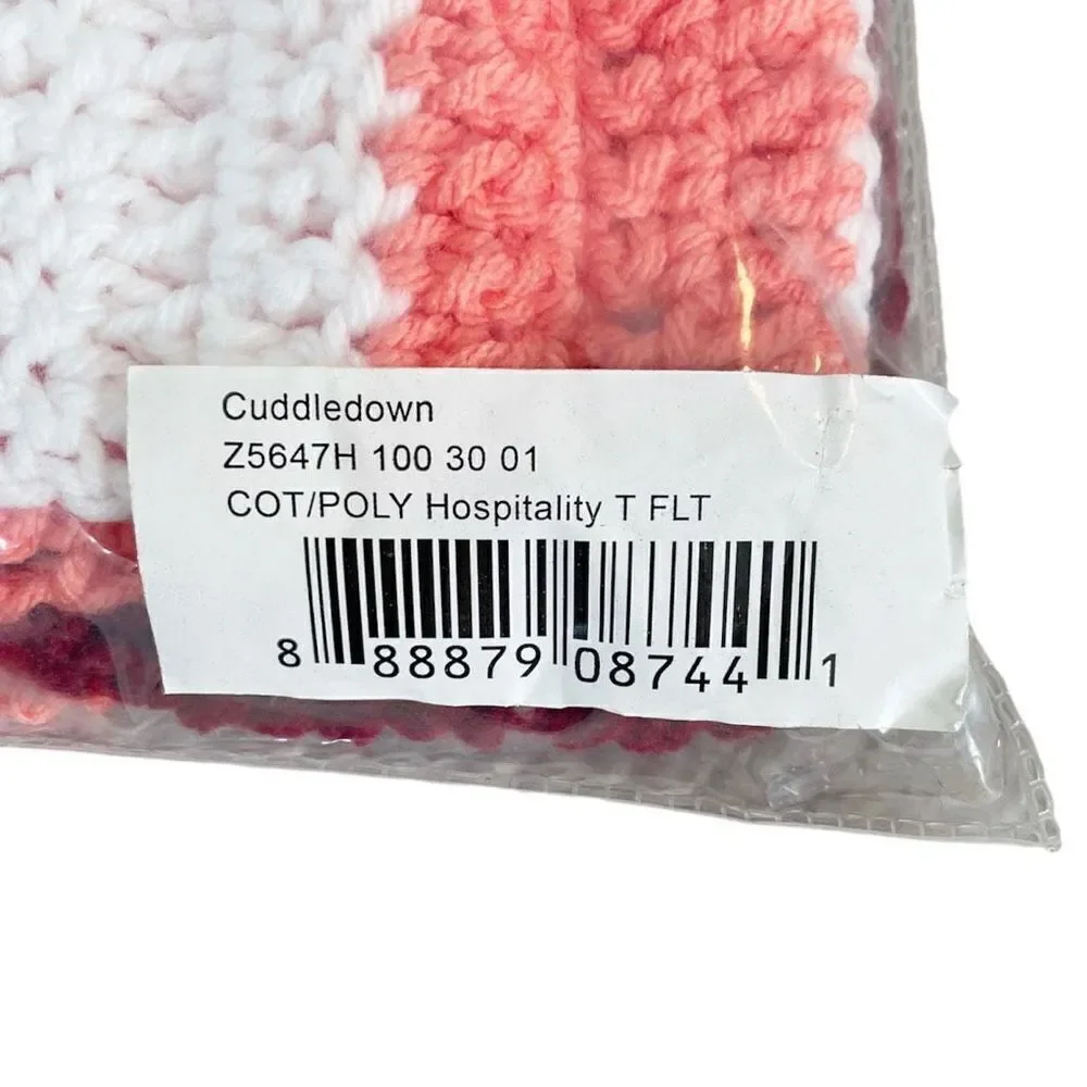 Cuddledown Hospitality Striped Knit Throw Blanket Maroon Red Pink Coral White 41